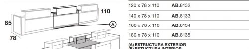 medidas mesa mostrador avant + extension intermedia