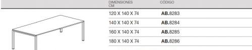 medidas mesa rectangular reuniones bench nova