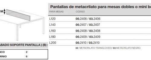 medida pantalla de metacrilato para mesa doble o mini bench ofitres ipop extrem