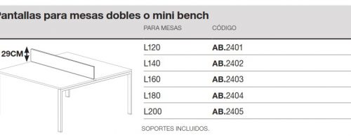 medida pantalla para mesa doble o mini bench ofitres ipop extrem