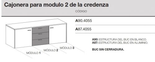 medidas credenza independiente cajones ofitres