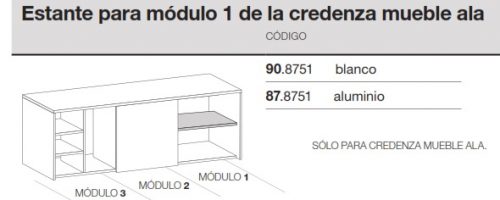 medidas credenza mueble ala modulo 1 estante ofitres