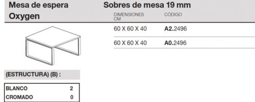 medidas mesa de espera oxygen