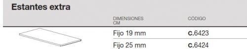 medidas monocrom librerías estante extra ofitres